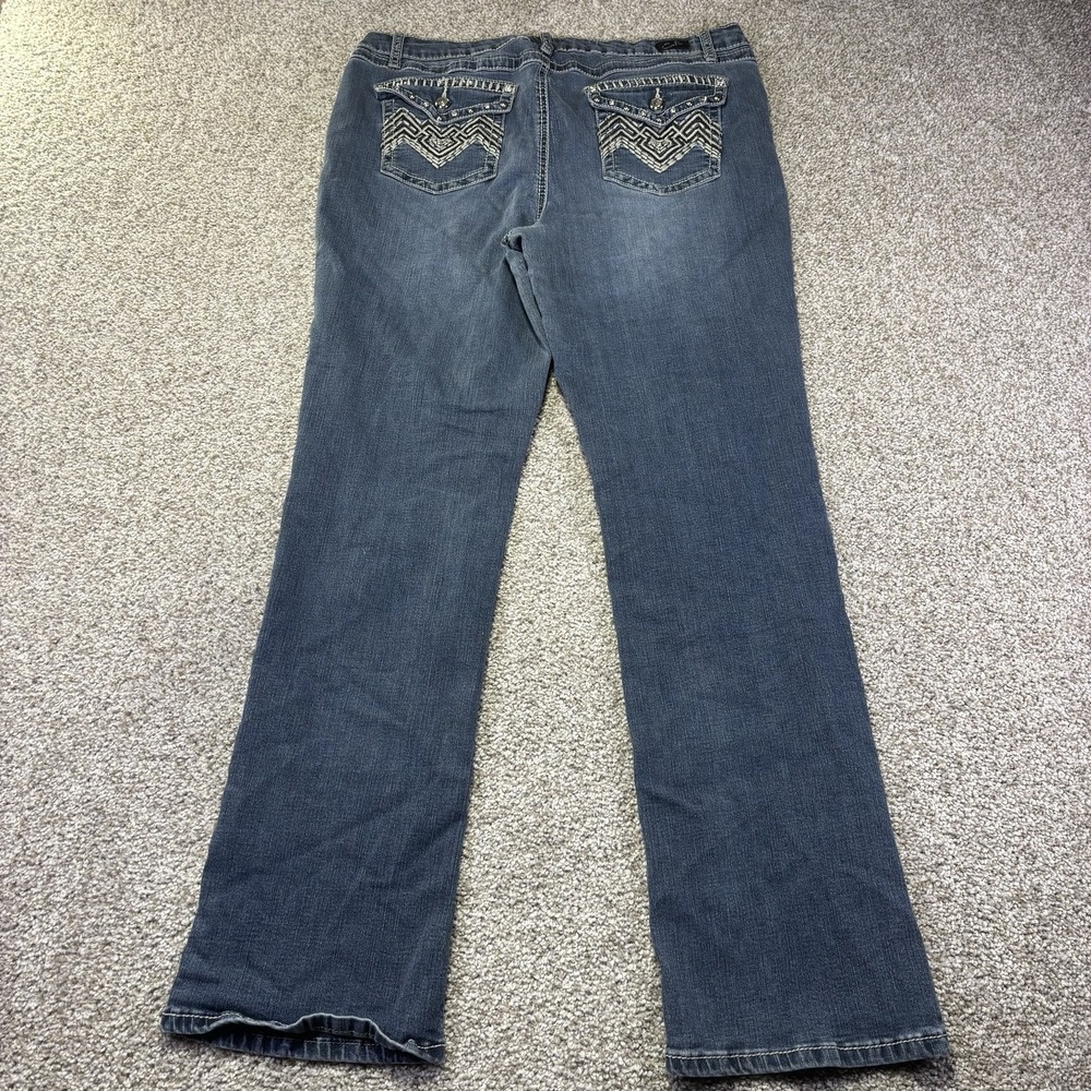Earl Jean Slim Boot Jeans Womens 16 Blue Medium Wash Bootcut Rhinestone Denim